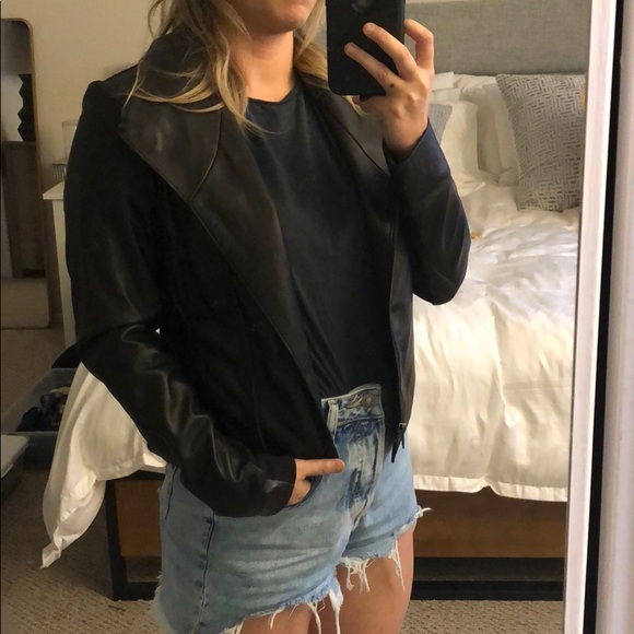 Aqua Black real Leather Jacket XS - Picture 5 of 16